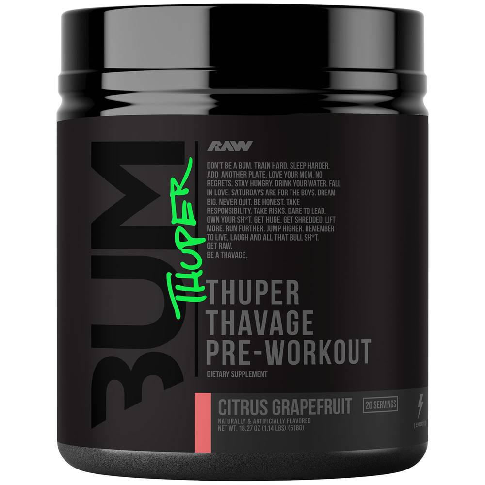 Raw Thuper Tavage Pre Workout Powder (18.27 oz) ( citrus grapefruit)