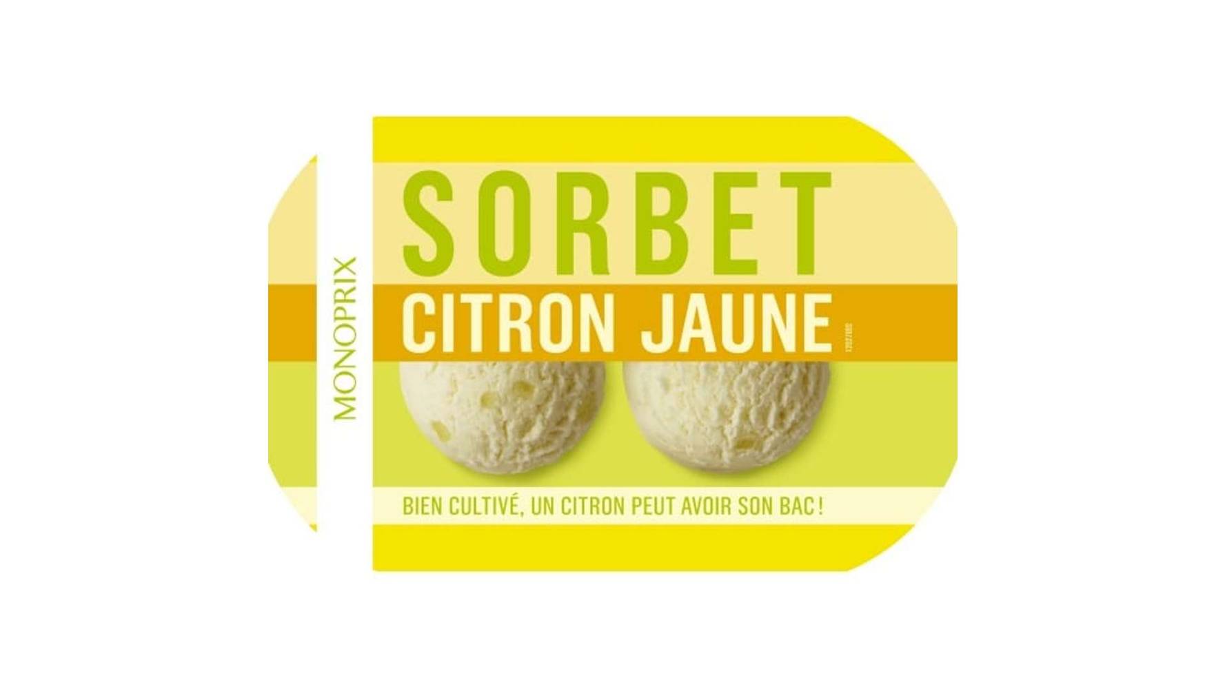 Monoprix - Sorbet, citron jaune (606g)