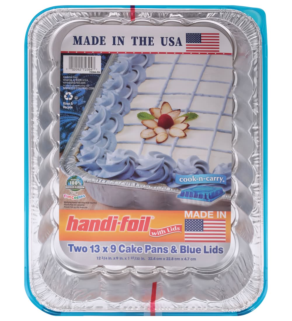 Handi-Foil 13" X 9" Cake Pans & Blue Lids