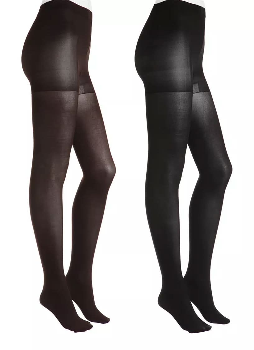 Hue Control Top Women's Tights - 2 Pack (Brown/Black XL)