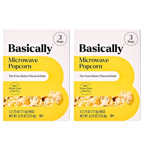 2ct Basically 3ct Microwave Extra Butter Popcorn