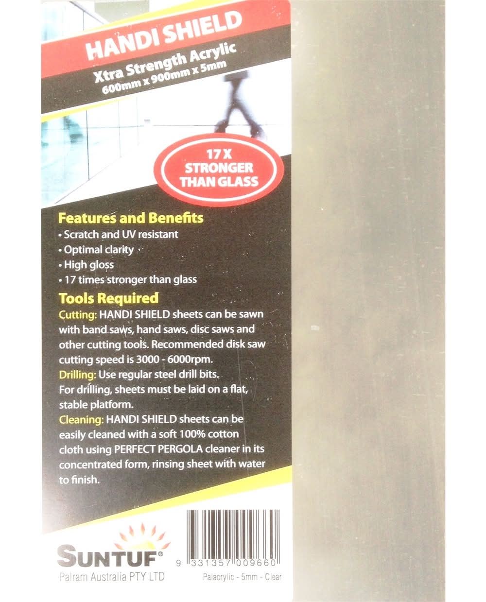 Suntuf 900 x 600 x 5mm Clear Acrylic Sheet - Clear