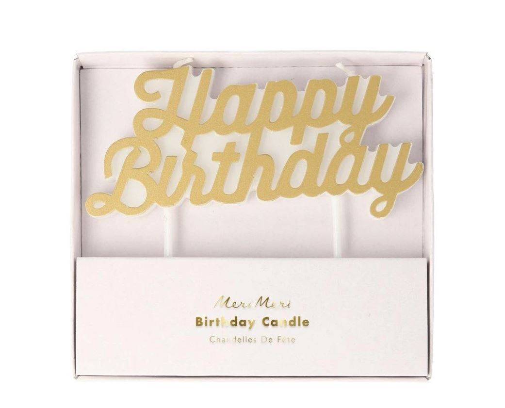 Meri Meri Happy Birthday Candle, Gold