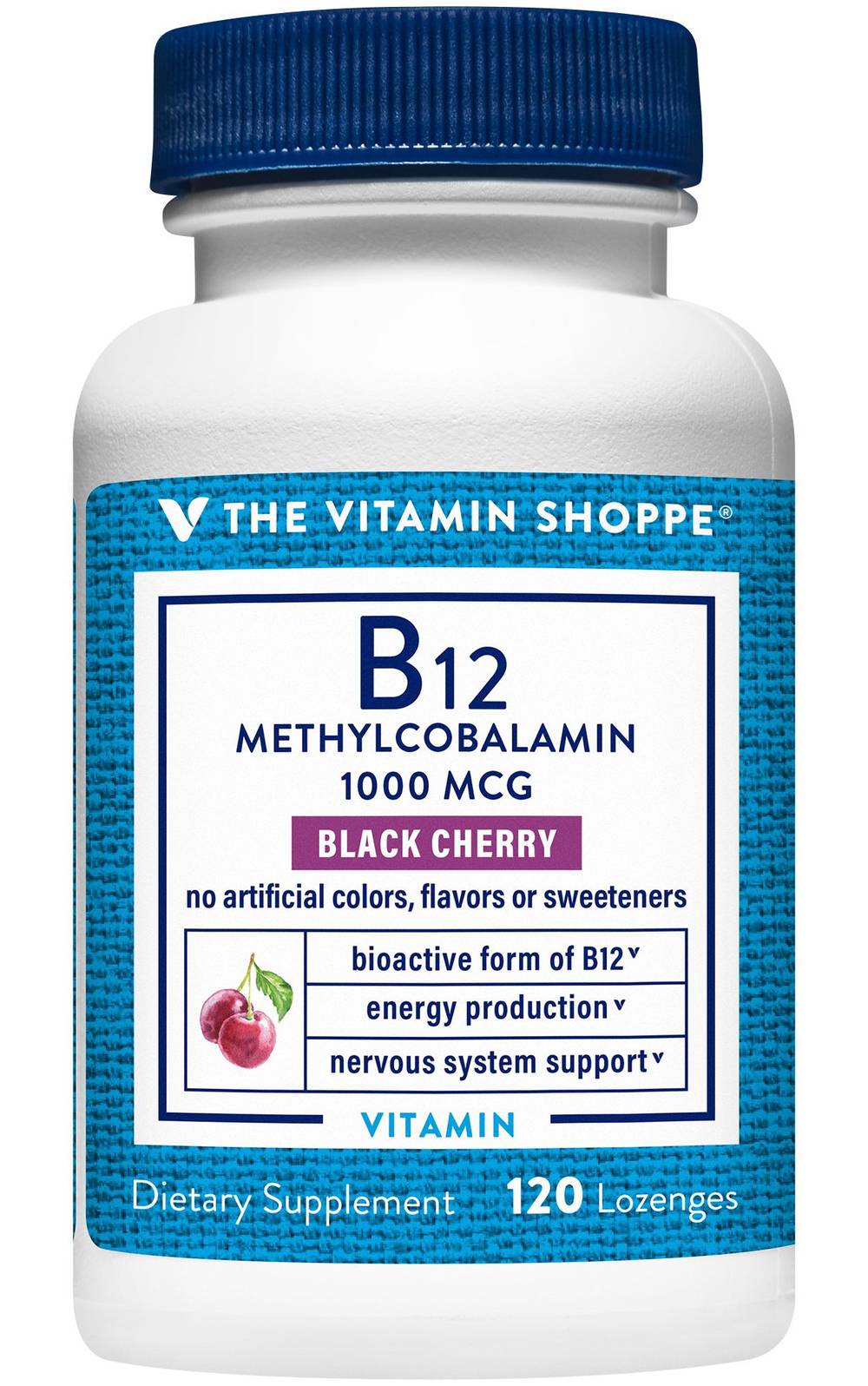B12 Methylcobalamin - Energy Production & Nervous System Support - 1,000 Mcg - Black Cherry (120 Lozenges)