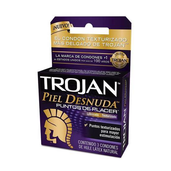 Trojan condones texturizados piel desnuda (3 un)