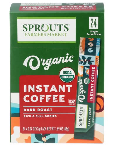 Sprouts Organic Dark Roast Single Serve Instant Coffee 24 Pack