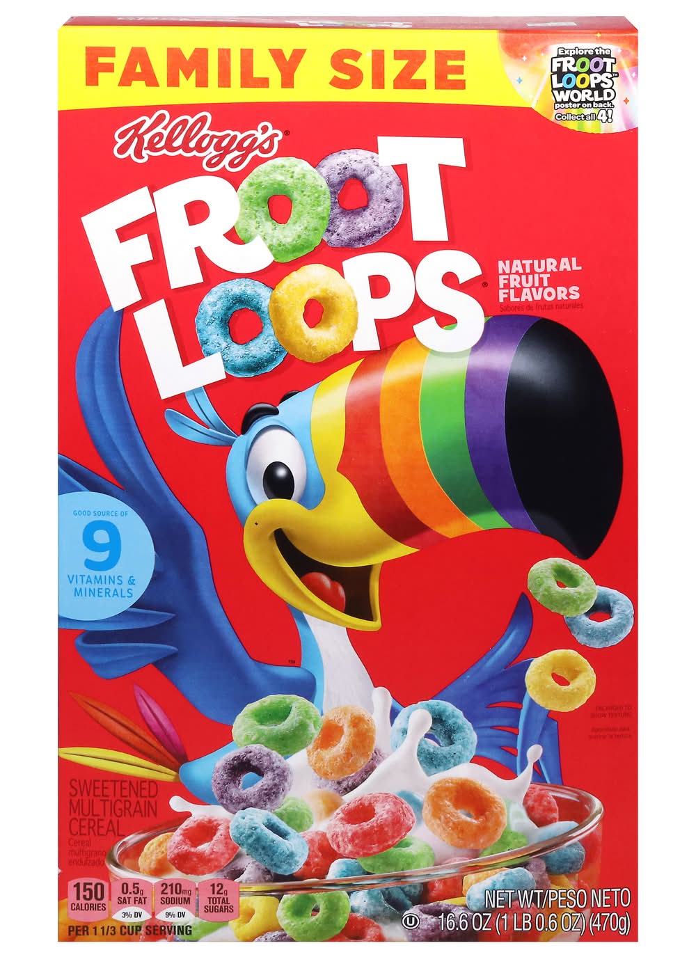 Kellogg's Original Cereal Family Size, Froot Loops (16.6 oz)
