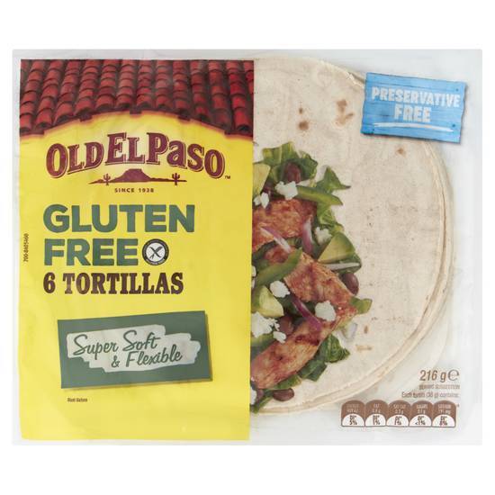 Old El Paso Regular Original Gluten Free Tortilla Wraps (6 Pack) 216g
