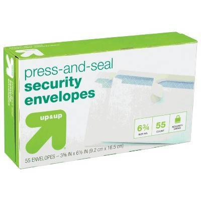 up&up Press and Seal Security Envelopes, 3.45"x 6.5", White-Blue (55 ct)