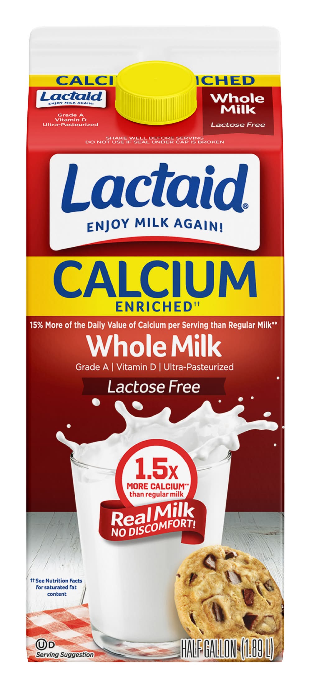 Lactaid 100%Ultra-pasteurized Lactose Free Whole Milk (0.5 gal)