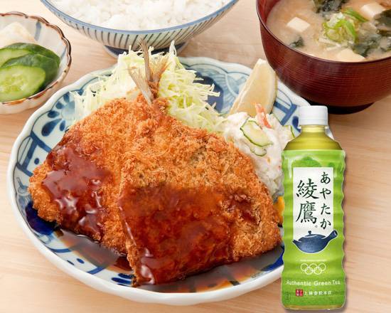 お得なドリンクセット!　アジフライ定食（お新香・味噌汁付き）