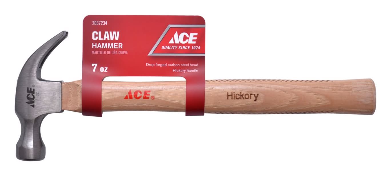 Ace 7 Oz Smooth Face Claw Hammer 9 In. Hickory Handle
