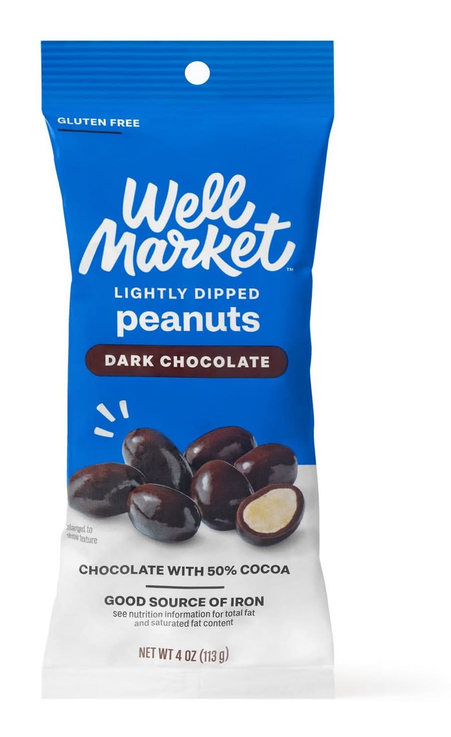 Well Market Thinly Dipped Dark Chocolate Peanuts, Cocoa (4 oz)