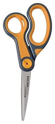 Westcott Titanium Bonded Non-Stick 8 Scissors, Adjustable Glide, Pointed Tip, Gray/Yellow (14849)