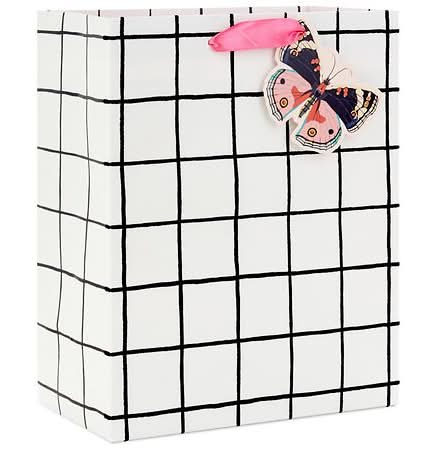 Hallmark Gift Bag (Black and White Windowpane) Strawberry Lemonade - 1.0 ea