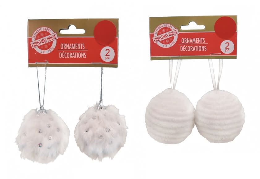 Christmas House Plush White Ornaments (2 pack)