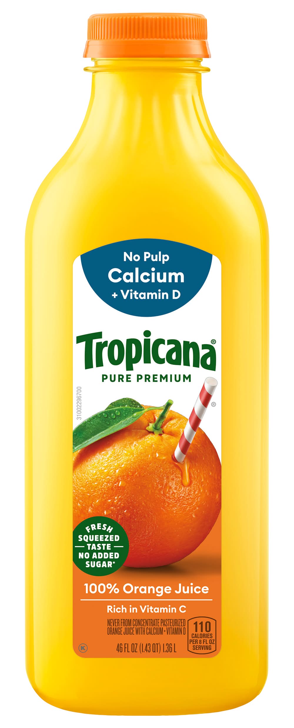 Tropicana Pure Premium No Pulp 100% Juice, Orange (46 fl oz)