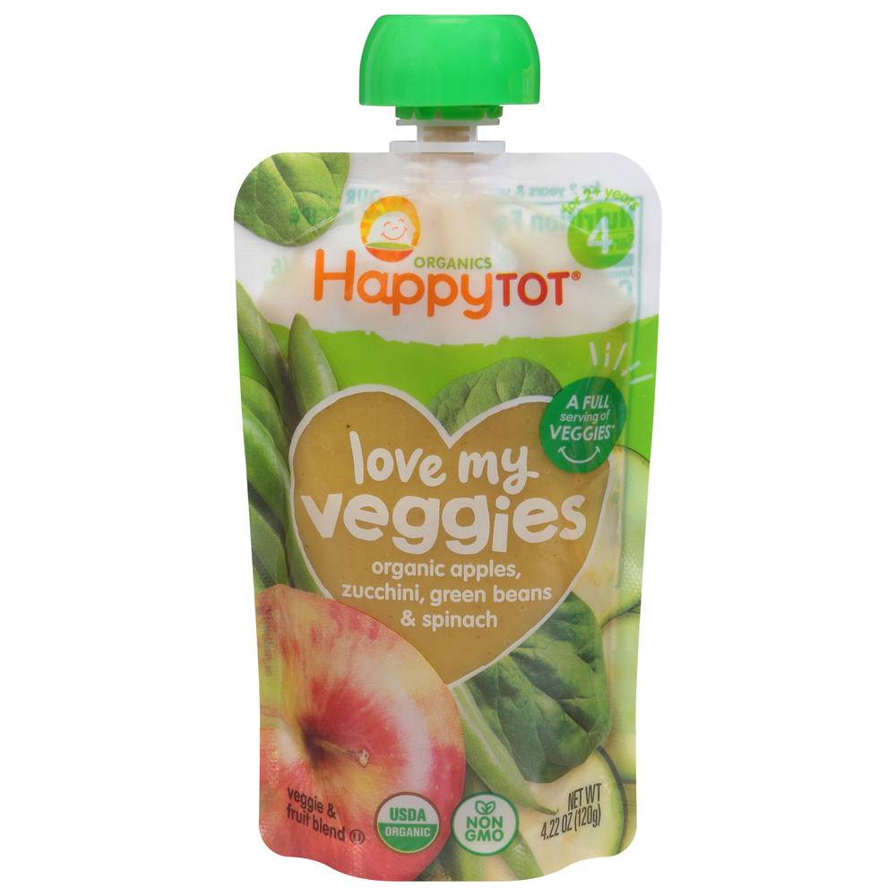 Happy Tot Organics Love My Veggies Stage 4 Organic Pouch Unit ( apples, zucchini, green beans & spinach )