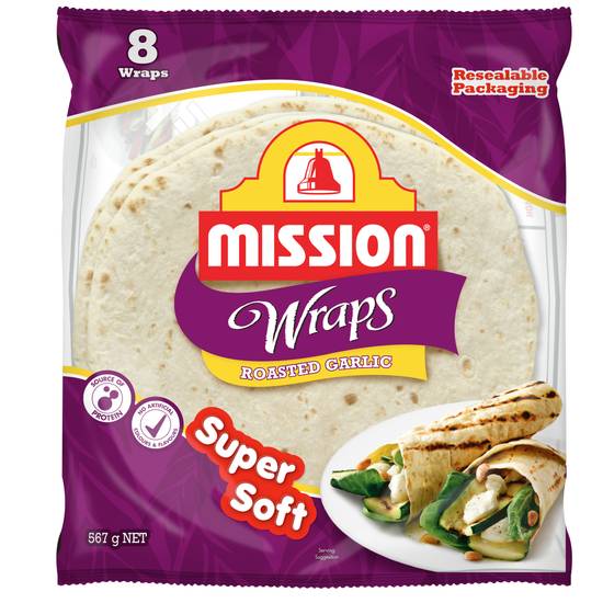 Mission Roasted Garlic Wraps 8 pack 567g