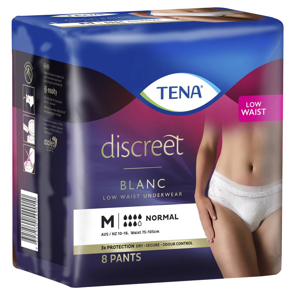 Tena Discreet Low Waist Pant, Women, Medium (8 pack)