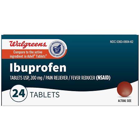 Walgreens Ibuprofen Tablets, Pain Reliever/Fever Reducer - 24.0 ea