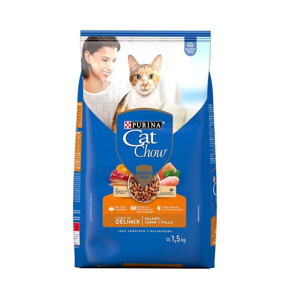 Cat chow croquetas delimix para gato (adultos/salmón - carne - pollo)
