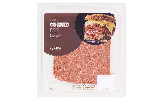 Asda 4 Sliced Corned Beef 125g