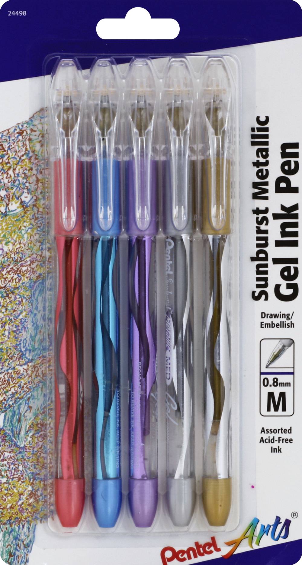 Pentel Arts Sunburst Metallic 0.8 mm Gel Ink Pen