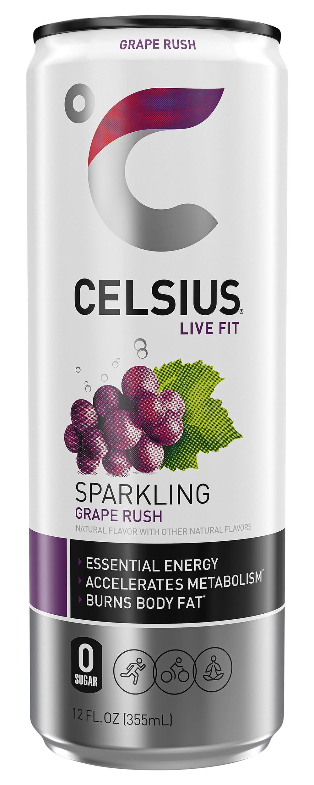 Celsius Live Fit Sparkling Essential Energy Drink, Grape Rush (12 fl oz)
