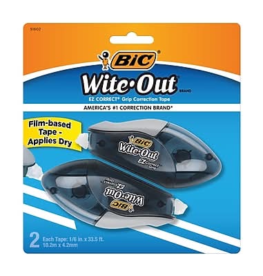 BIC Wite-Out EZ Grip Correction Tape, White, 2/Pack (WOECGP21)