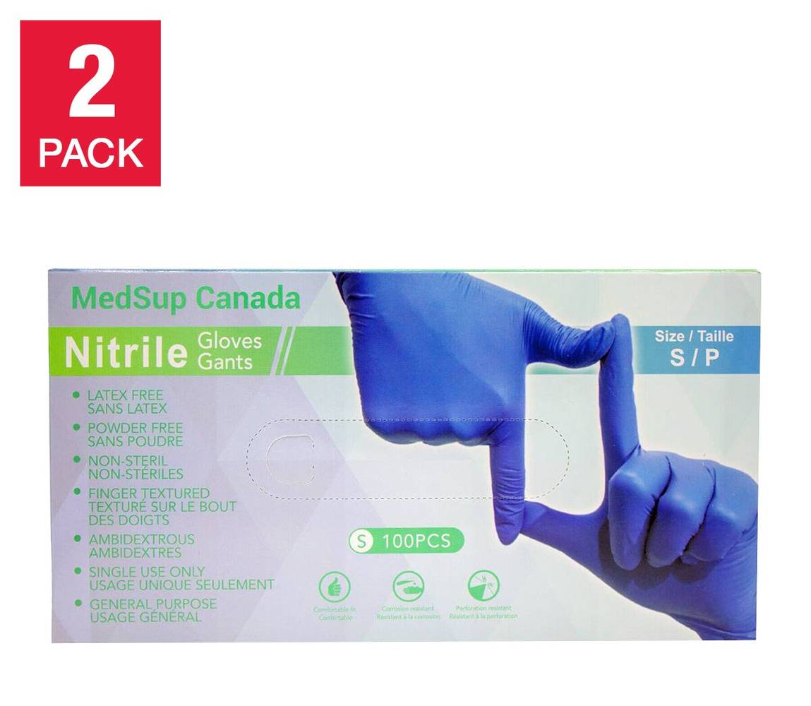 Medsup - Gants Nitrile, Paquet De 2, 100 Unités, Petit / Medsup Nitrile Gloves, 2-Pack, 100 Count, Small