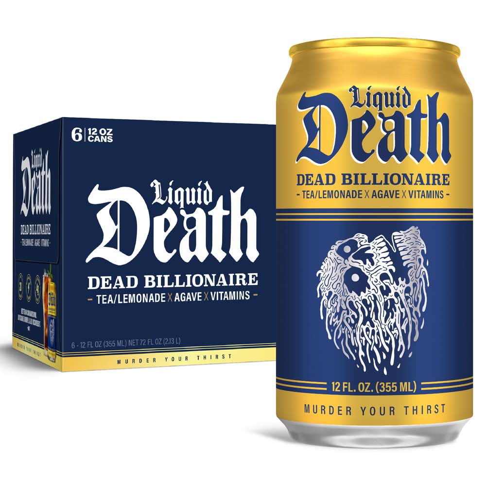 Liquid Death Tea Lemonade, Dead Billionaire (6 x 12 oz)