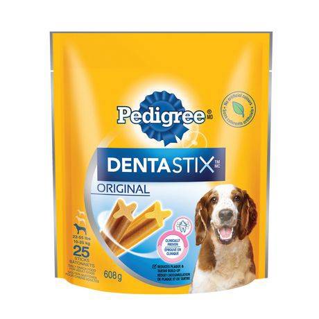 Pedigree gâteries pedigree dentastix chiens moyens originale 25 unités (608g, gâteries pour chien) - dentastix medium original dog treats (608 g, 25 sticks, original)