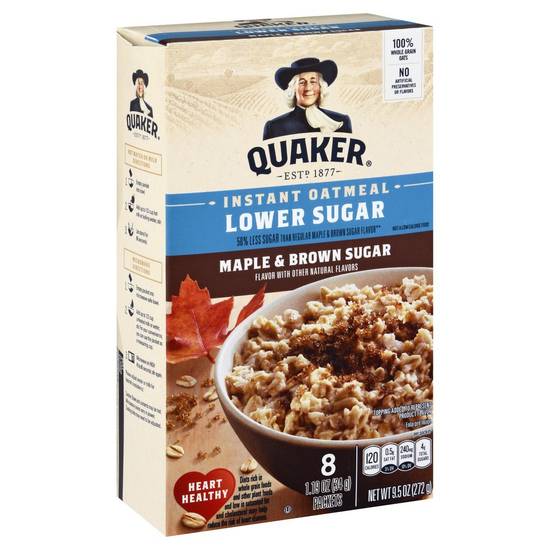 Quaker Lower Sugar Maple & Brown Sugar Instant Oatmeal (8 x 1.2 oz)