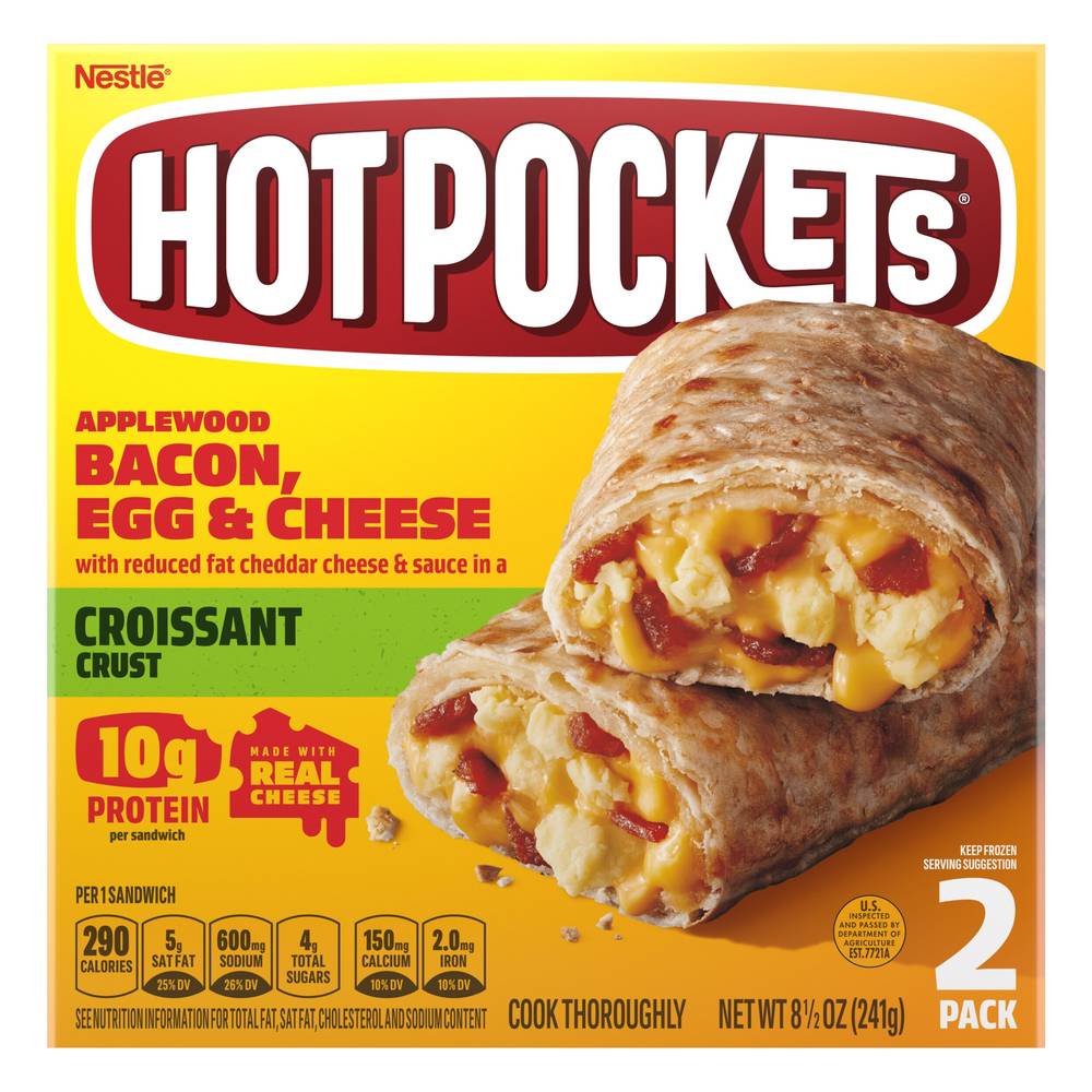 Hot Pockets Croissant Crust Applewood Bacon, Egg, And Cheese Frozen Sandwiches