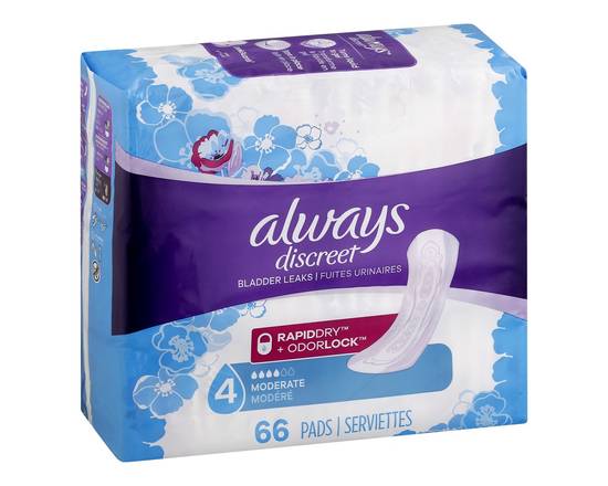 Always · Discreet Incontinence Pads Moderate Absorbency (66 pads)