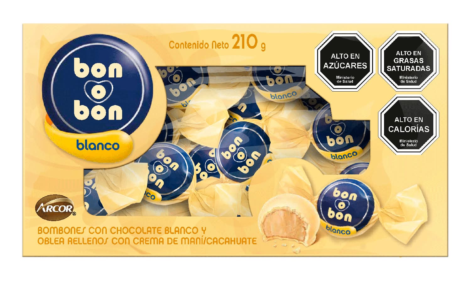 Bon o Bon · Bombon con chocolate blanco (210 g)