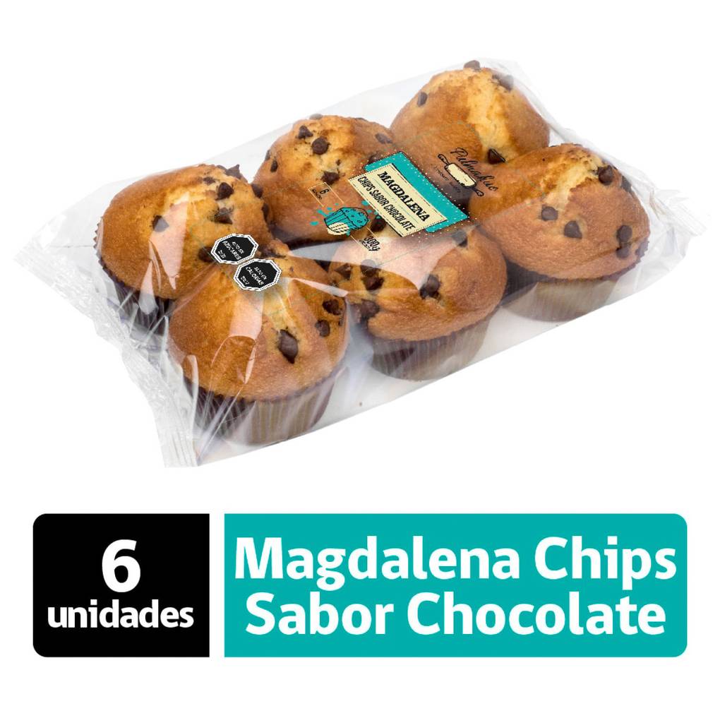 Pulmahue · Magdalenas con chips de chocolate (6 un)
