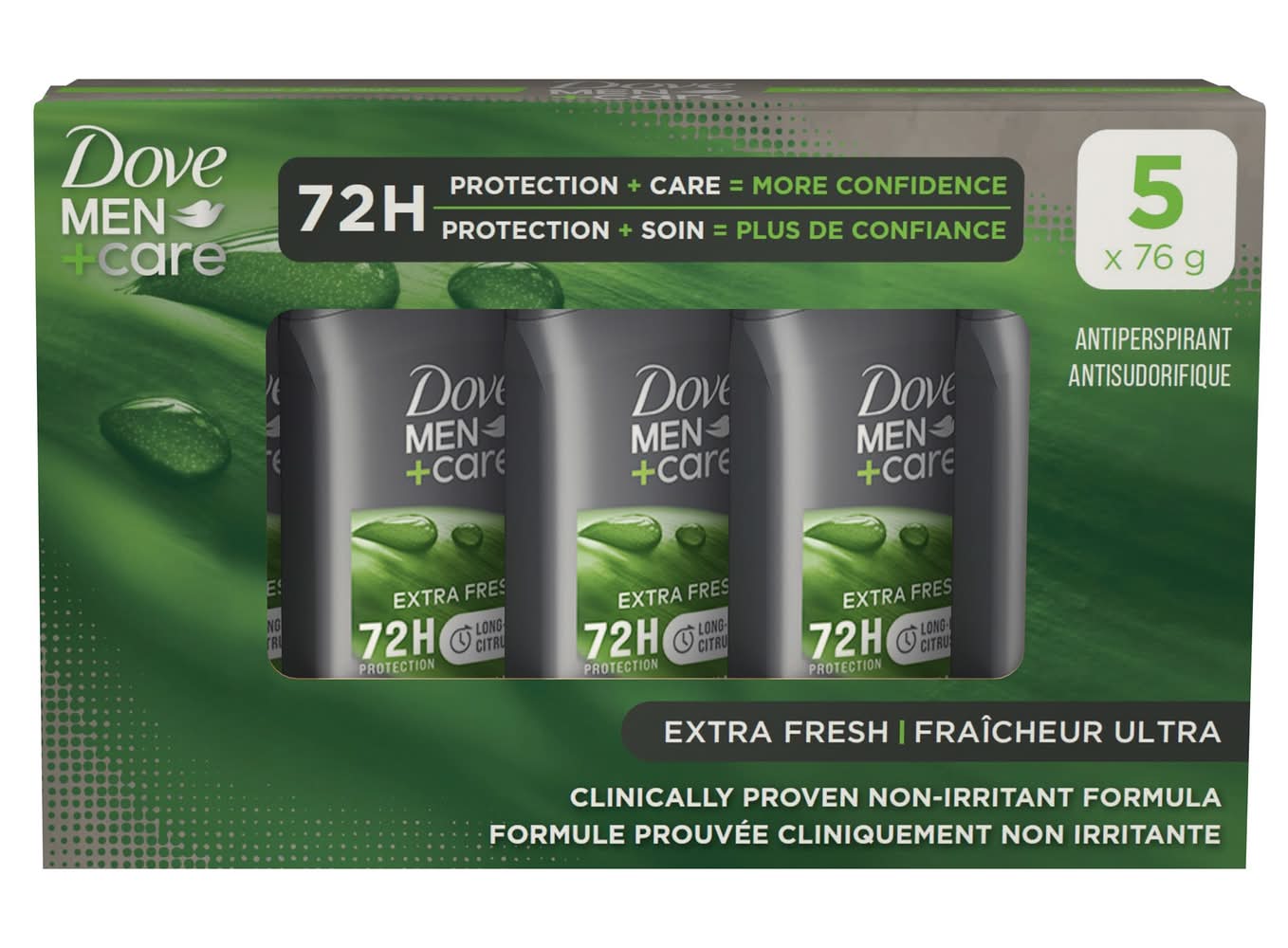 Dove - Déodorant Antisudorifique Pour Hommes, 5 X 76 G / Dove Antiperspirant Deodorant For Men, 5 X 76 G