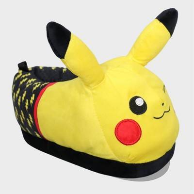 Pokemon Kids' Extended Sizing Plush Slippers - Yellow 2-3: Pikachu Slip-On House Shoes