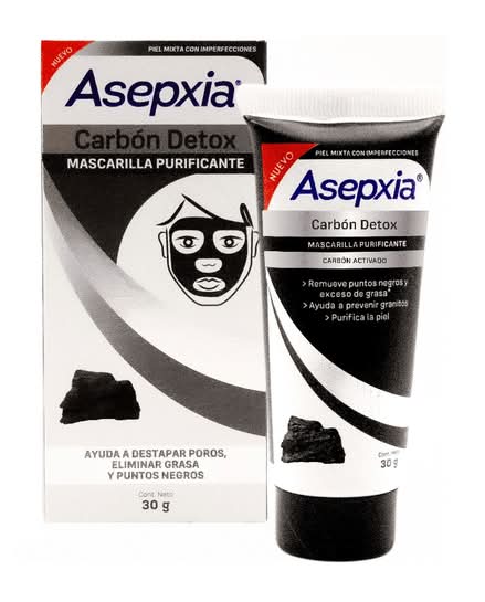 Asepxia · Carbón detox mascarilla purificante (30 g)