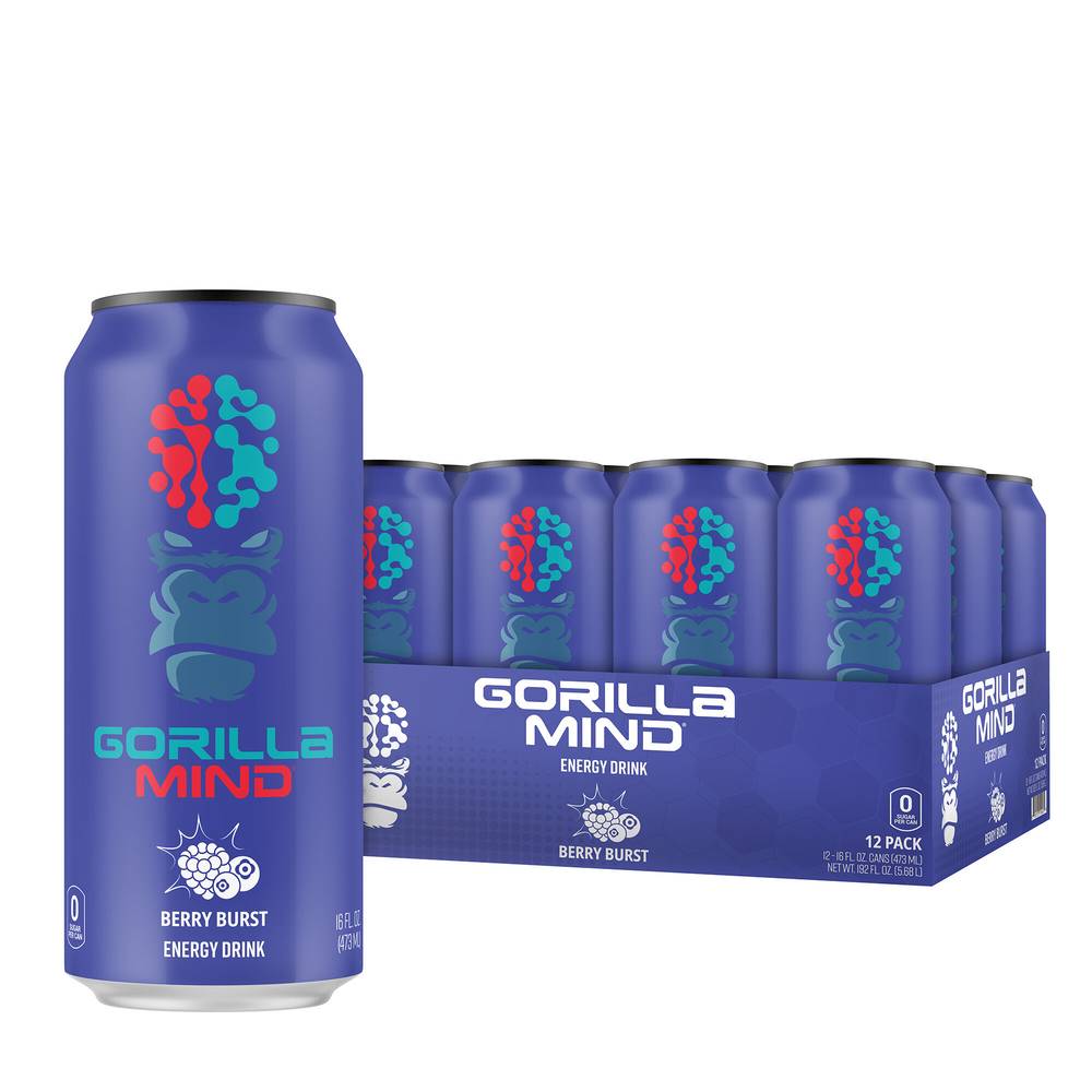 Gorilla Mind Energy Drink (12 ct, 16 fl oz) (berry burst)