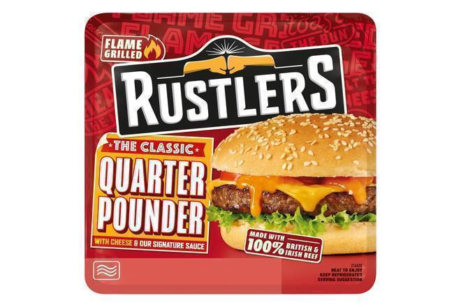 Rustlers The Iconic Quarter Pounder Burger With Cheese & Our Signature Sauce (190g)