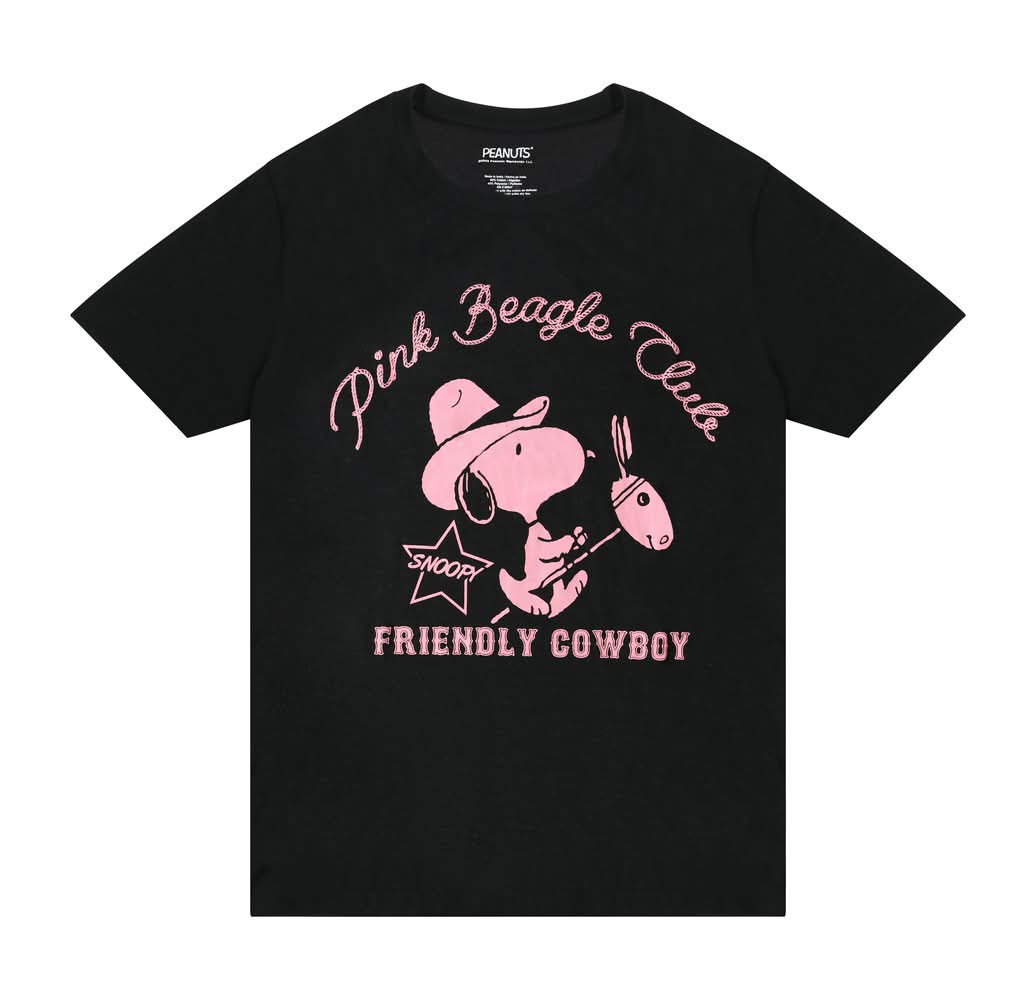 Peanuts® Pink Beagle Club Graphic Tee Medium Black