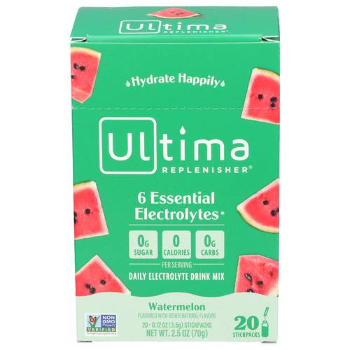 Ultima Replenisher Watermelon Electrolyte Drink Mix 20 Count Case