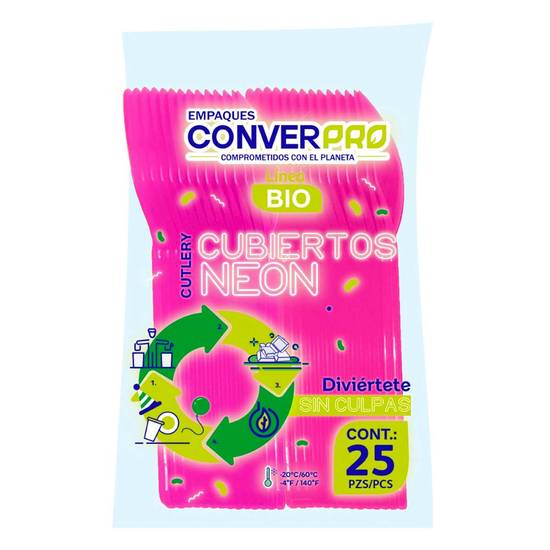 Converpro bio cuchara rosa neón (bolsa 25 piezas)