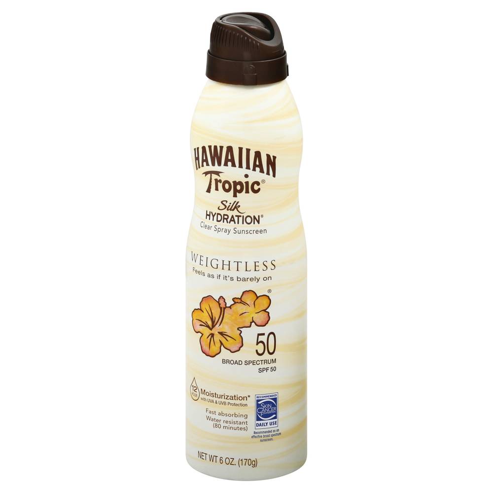 Hawaiian Tropic Silk Hydration Broad Spectrum Spf 50 Clear Spray Sunscreen