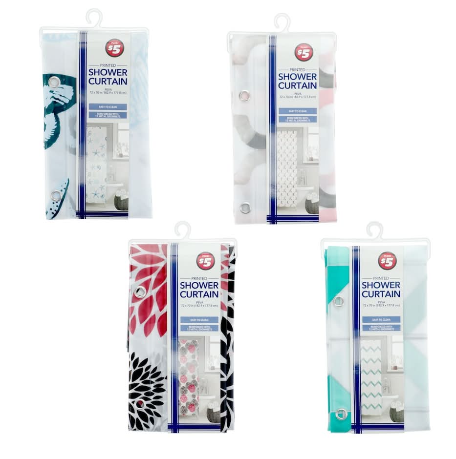 Printed Peva Shower Curtain, 72x70 in