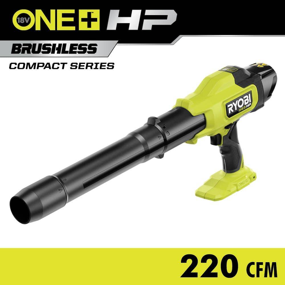 Ryobi One+ Hp 18v Brushless Cordless Compact Blower, Black-Grey