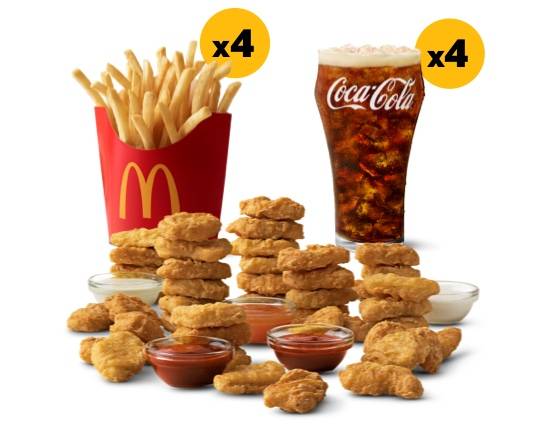 40 pc. Chicken McNuggets® and 4 Medium Fries with 4 Drinks Meal